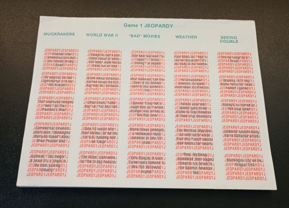 Vintage Jeopardy 1st Edition TV Show Board Game Answer Sheets